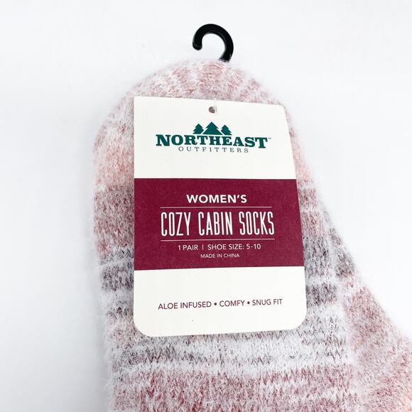 Northeast Outfitters Neo Cozy Cabin Socks Crew Pink Burgundy Women's Size 5-10 - Picture 4 of 4